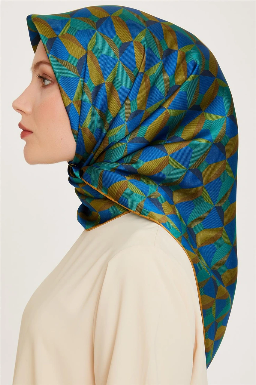 Armine Klasik Desenli Twill Saf İpek Eşarp 9204d 33 Çok Renkli
