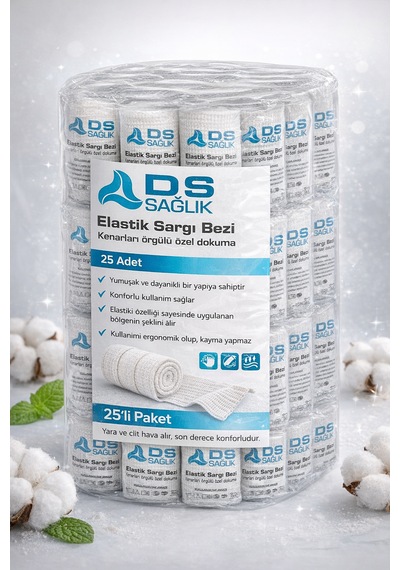 Elastik Sargı Bezi 25 Li Paket 10 Cm X 2 M Esnek, Hava Geçirgen, Kaymaz Medikal Bandaj
