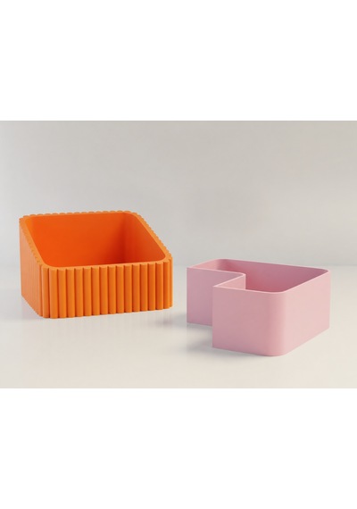 3d Baskı Fıstık Kasesi - Çift Hazneli Kabuk Ayırıcı Sunum Kasesi - Turuncu Pembe Diğer