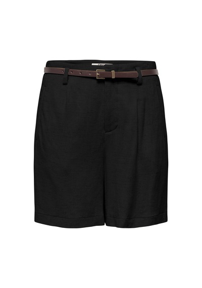 Only Onlsiesta Keten Karışımlı Regular Fit Kemer Detaylı Short Bayan Short 15367413 Siyah