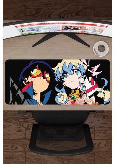 Gurren Lagann Kaymaz Dikişli Kauçuk Oyuncu Mousepad V4 - 70x30 Xl Gaming Mouse Pad Fare Altlığı