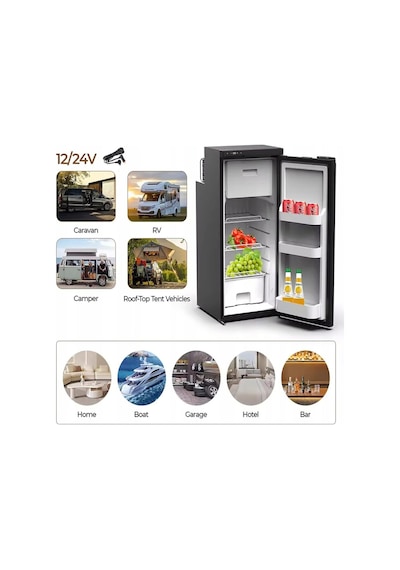 Cr90 12/24 V Dc 220 90 Litre Uyumlu Araç Tekne Karavan Marin İçin Mini Bar Buzdolabı Zh35g Kompresör