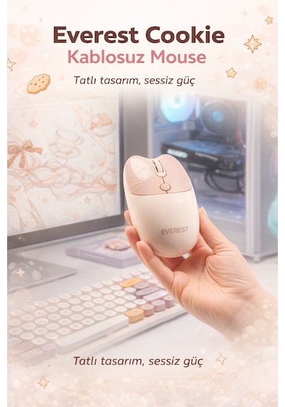Everest Km-6287 Cookie Fildişi Kablosuz 2.4g + Bt Q Klavye + Mouse Set Optik