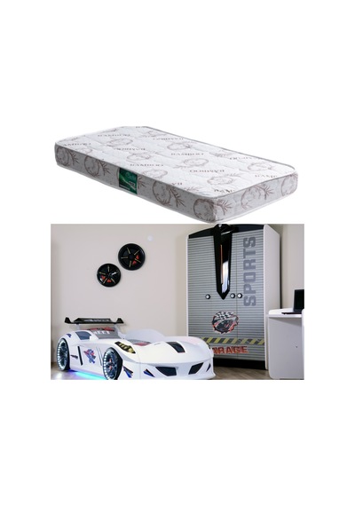 Arabalı Yatak, Jaguar Rüzgarlıklı Full Ledli Arabalı Yatak - Beyaz 1 Adet Comfort Yatak Arabalı Yatak, Jaguar Rüzgarlıklı Full Ledli Arabalı Yatak - Beyaz 1 Adet Comfort Yatak