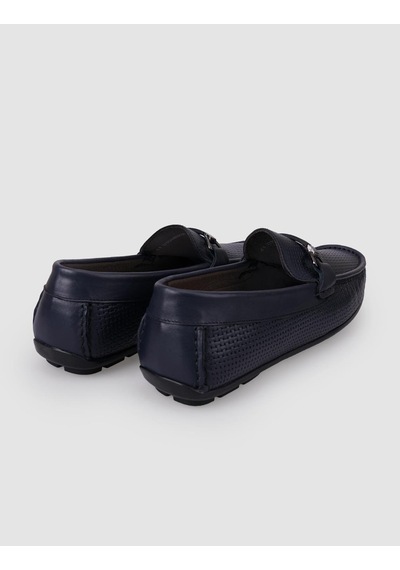 Cabani %100 Hakiki Deri Lacivert Tokalı Erkek Loafer Lacivert