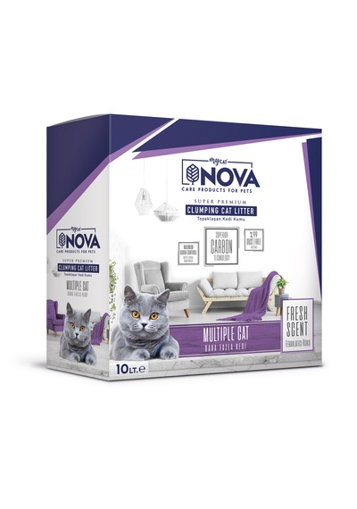 Mycat Nova İki ve Daha Fazla Kedi İçin Topaklaşan Bentonit Kedi Kumu 10 L