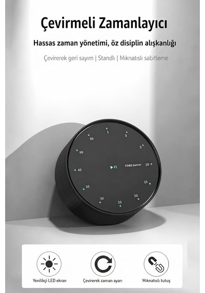 Siyah Led Göstergeli Mekanik Mutfak Manyetik Ve Ayaklı Zamanlayıcı Timer Thr396sy Çok Renkli