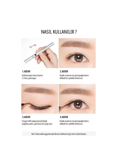 İnce Fırça Uçlu Kalem Eyeliner Natural Fix Brush Pen Liner Black Diğer