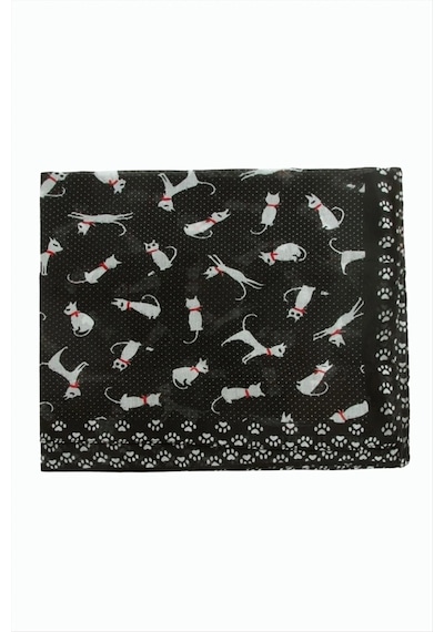 Kedi Desenli Bandana 50 50 - Renk: Siyah