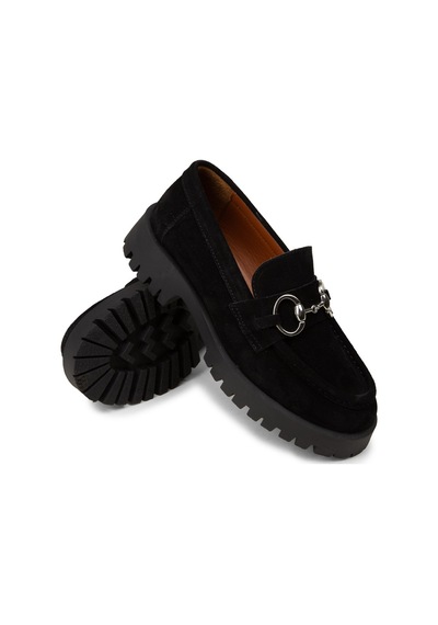 Deery Kadın Hakiki Süet Siyah Tokalı Loafer - 02037zsyhc01