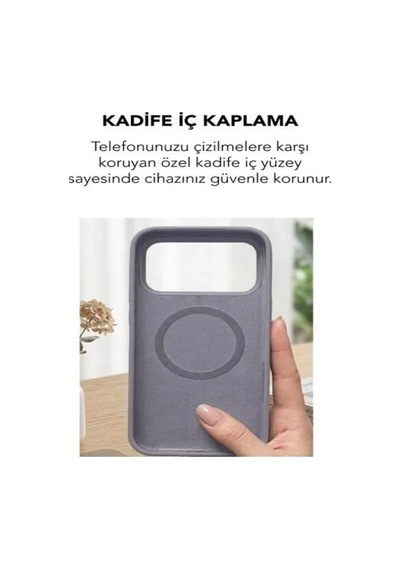 Apple İphone 17 Pro Uyumlu Magsafe Lansman Silikon Kılıf Gri