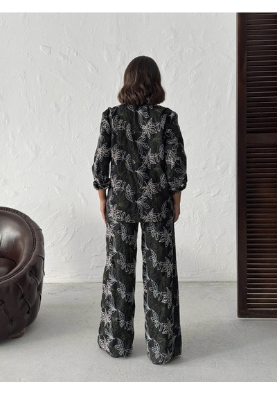 Verymoda Nakışlı Keten Gömlek - F2009 SİYAH