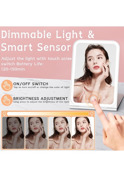 72 Led Işıklı Seyahat Makyaj Makyaj Aynası, 10x Büyüteç Aynalı Taşınabilir Işıklı Makyaj Güzellik Aynası Belirtilmemiş