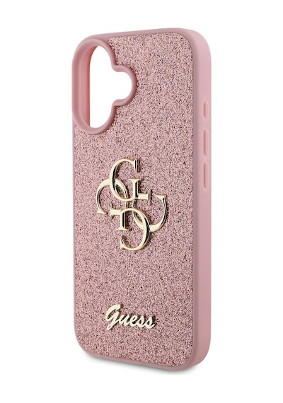 Apple Uyumlu iPhone 16 Kılıf Guess Lisanslı 4g Büyük Metal Logolu Glitter Kapak Pembe