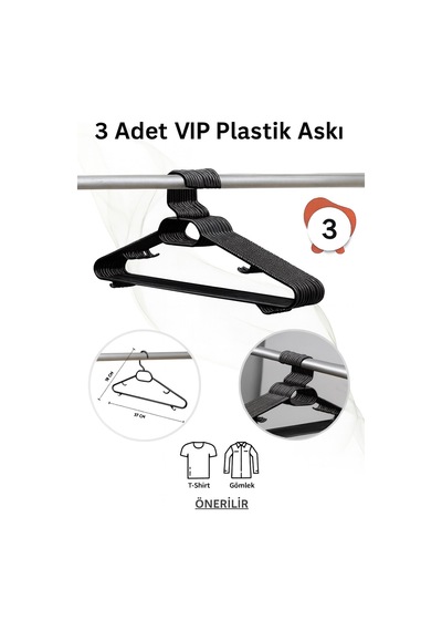 Siyah Plastik Elbise Kıyafet Askısı 3 Adet Plastik Elbise Askısı Siyah Vıp Plastik Siyah Tr Diğer