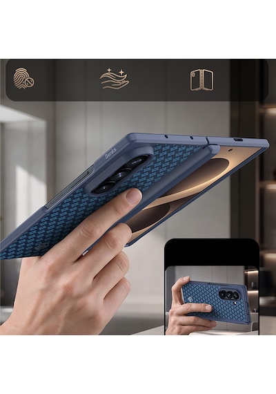 Galaxy Z Fold 8 Ultra Benks Armorpro Armorgrid Grand Combo Üçlü Set Karbon Kapak + Film Mavi