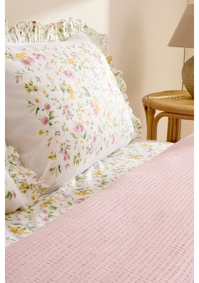 Karaca Home Dorian %100 Pamuk Fırfırlı Muslin Tek Kişilik Nevresim Takımı Pudra