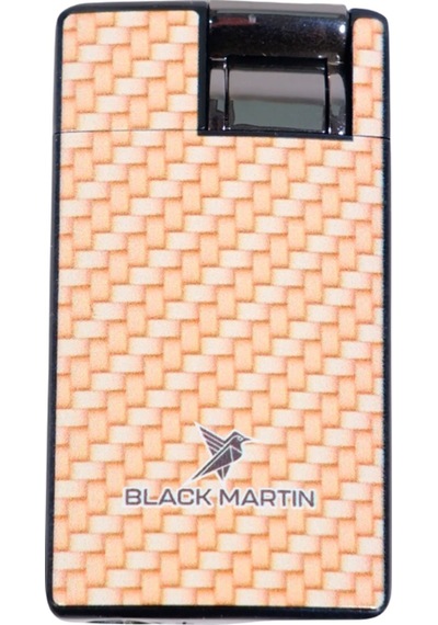 Black Martin Tek Torch Pürmüz Karbon Desenli Sarı Puro Çakmağı - Tr9295