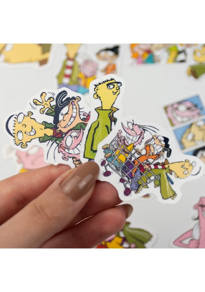 Ed, Edd Ve Eddy 20 Parça Sticker Paketi Yapışkanlı Kaliteli Su Geçirmez Etiket Seti Çok Renkli