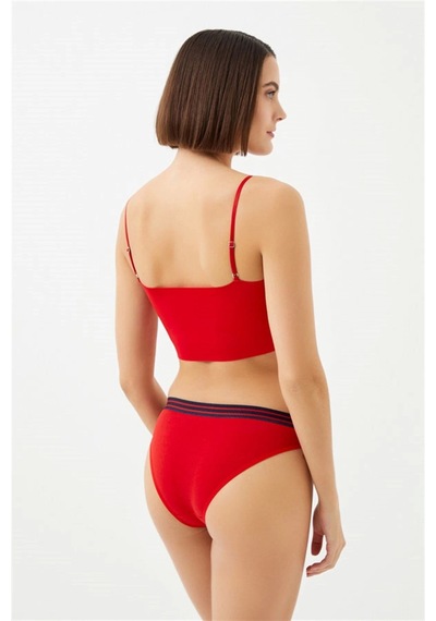 Cottonhill Kırmızı Renk Spor Kesim %90 Pamuklu Kadın Bikini Külot Kırmızı
