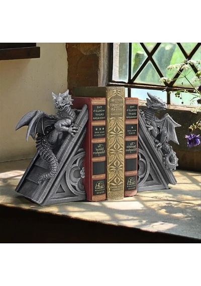 Gotik Kale Ejderhası Şeklinde Kitap Desteği, 12,5 X 4 X 20,5 Cm