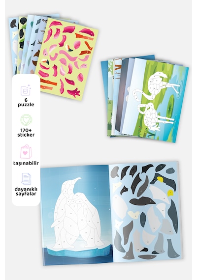Mert Bebek Sticker Puzzle Kitabı Hayvanlar 4-6 Yaş 170+ Sticker Eğitici Aktivite Kitabı