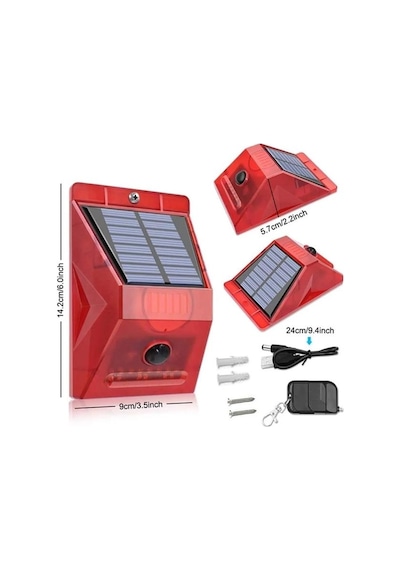 Powermaster Pm-26957 Sesli Hayvan Kovucu Alarm Cihazı Uzaktan Kumandalı Solar Panelli