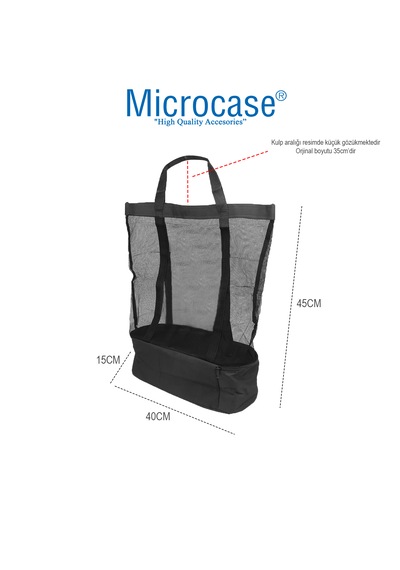 Microcase 2 Katlı 50lt Termal Buzluk Bölmeli Plaj Seyahat Çantası Al4519 Siyah