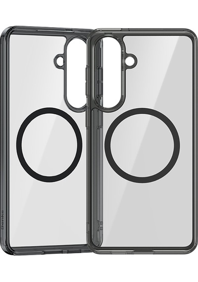 Galaxy S26 Plus Uyumlu Kılıf M-safe Şarj Özellikli Benks Crystal Serisi Şeffaf Kapak Siyah Siyah