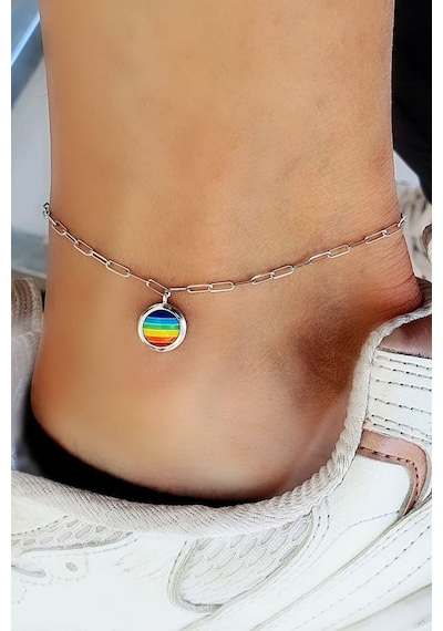 Renkli Mineli 925 Ayar Gümüş Rose Halhal Diğer