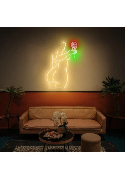Kadın Figürlü Neon Tabela Sarı