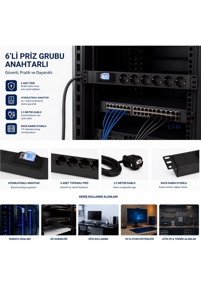 Lande Ln-Prz-Sgt-1U6P-Sc 6 Lı Priz  Sigortalı
