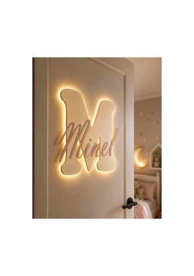 Arliadesign Kişiye Özel Led Işıklı Harf Ve İsimlik 40x40 Cm Bebek Çocuk Odası Duvar Ve Kapı Dekoru