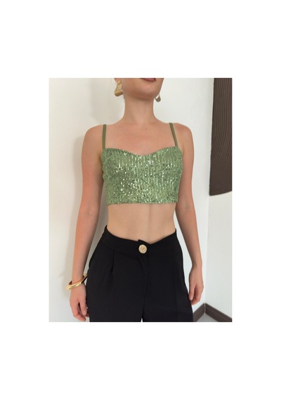 Verymoda Payetli Büstiyer - Parti Ve Davet Şıklığı F1979 Haki