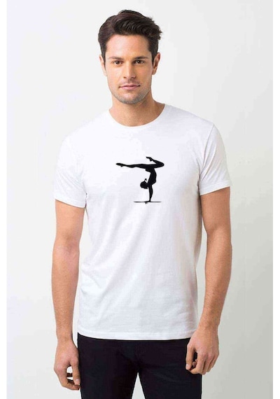 Silhouette Gymnastic Baskılı Beyaz Erkek Tshirt