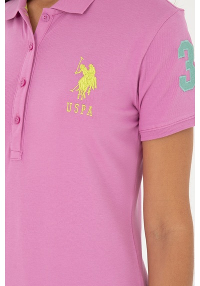 U.S. Polo Assn. Kadın Pembe Polo Yaka Mini Boy Örme Elbise 50280064-VR037