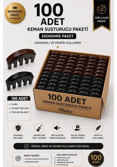 Midex Vs-100-100x Keman Susturucusu 100'lü Karma Paket 50 Siyah + 50 Kahverengi