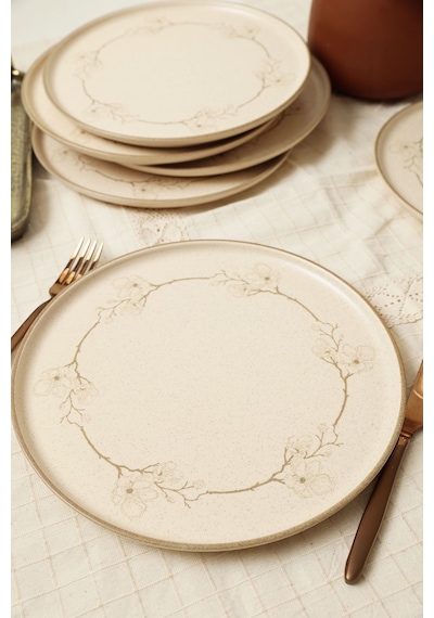Keramika Taupe Bloom Nordıc Servis Tabağı 28 Cm 6 Adet 22528 Krem