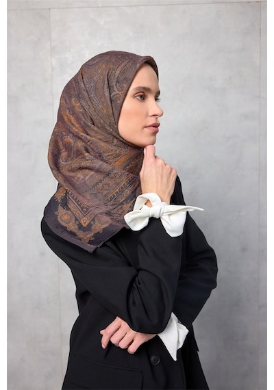 Silk Home Viskon Velora Eşarp Dört Mevsim Koyu Siyah 90x90 Çok Renkli