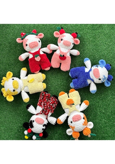 İnek Organik Amigurumi Örgü Oyuncak Pembe