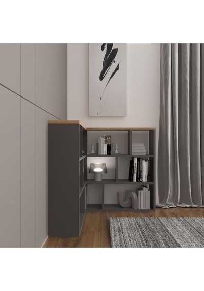 Avole Flat Çok Raflı Geniş Kitaplık Atlantik Çam&beyaz Atlantik Çam - Beyaz