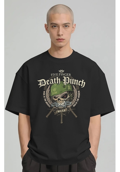 Five Finger Death Punch Rock Metal Müzik Grubu Baskılı Unisex Ove Siyah