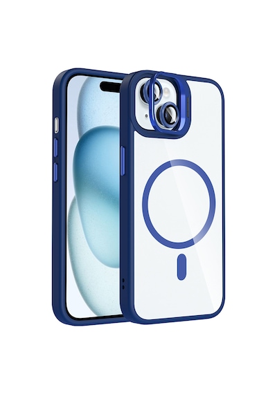 Nourthkiingdom Apple Uyumlu iPhone 15 Kılıf Standlı Ve Kamera Lens li M-safe Şarj Özellikli Nrtk Etro Kapak - Lacivert Lacivert