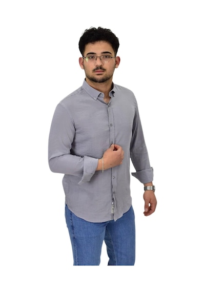 Erkek Spor Silim Fit Uzun Kol Gömlek G5033 Bgl-st04492 Gri
