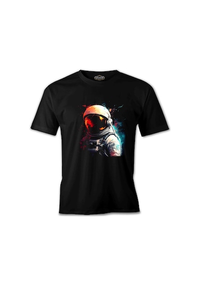 Uzayın Renkleri - Astronot Siyah Erkek Tshirt 001