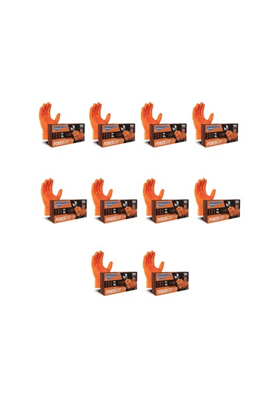 Dolphin Nitril Powergrip Ekstra Kalın Elmas Dokulu Eldiven Turuncu Xl Büyük Boy - 50'li 10 Paket