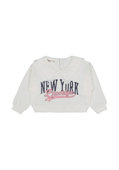 Civil Girls NewYork Baskılı 2-5 Yaş Sweatshirt Ekru