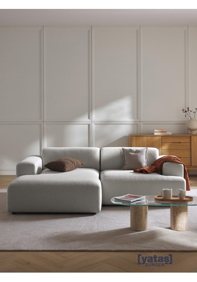 Most Mollista 2 Modül Sol Köşe Koltuk 32 Gri Keten Kumaş Yumuşak