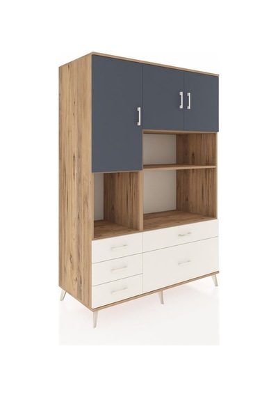 Kronos Dolap 8 Raflı 5 Çekmeceli 3 Kapaklı 132x59x195 Çam-ant... Çam