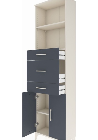 Arges Dolap 3 Raflı 3 Çekmeceli 2 Kapaklı 60x30x221 Aytaşı-antrasit Aytası